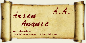 Arsen Ananić vizit kartica